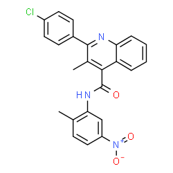 ChemSpider 2D Image | 2-(4-Chlorophenyl)-3-methyl-N-(2-methyl-5-nitrophenyl)-4-quinolinecarboxamide | C24H18ClN3O3