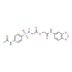 ChemSpider 2D Image | 2-(1,3-Benzodioxol-5-ylamino)-2-oxoethyl N-[(4-acetamidophenyl)sulfonyl]-N-methylglycinate | C20H21N3O8S