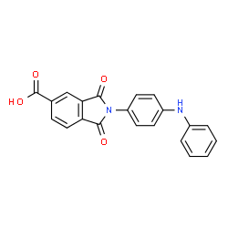 ChemSpider 2D Image | 2-(4-Anilinophenyl)-1,3-dioxo-5-isoindolinecarboxylic acid | C21H14N2O4