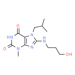 ChemSpider 2D Image | 8-[(3-Hydroxypropyl)amino]-7-isobutyl-3-methyl-3,7-dihydro-1H-purine-2,6-dione | C13H21N5O3