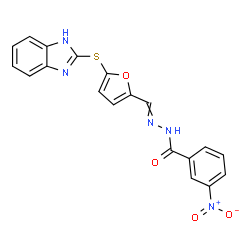 ChemSpider 2D Image | N'-{[5-(1H-Benzimidazol-2-ylsulfanyl)-2-furyl]methylene}-3-nitrobenzohydrazide | C19H13N5O4S