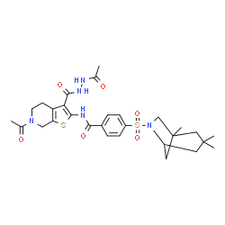 ChemSpider 2D Image | N-{6-Acetyl-3-[(2-acetylhydrazino)carbonyl]-4,5,6,7-tetrahydrothieno[2,3-c]pyridin-2-yl}-4-[(1,3,3-trimethyl-6-azabicyclo[3.2.1]oct-6-yl)sulfonyl]benzamide | C29H37N5O6S2