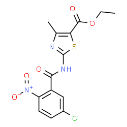 ChemSpider 2D Image | Ethyl 2-[(5-chloro-2-nitrobenzoyl)amino]-4-methyl-1,3-thiazole-5-carboxylate | C14H12ClN3O5S