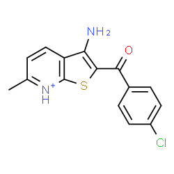 ChemSpider 2D Image | 3-Amino-2-(4-chlorobenzoyl)-6-methylthieno[2,3-b]pyridin-7-ium | C15H12ClN2OS