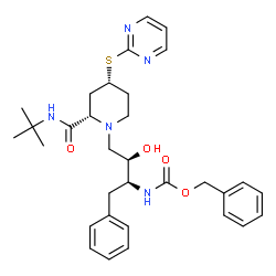 ChemSpider 2D Image | Benzyl {(2S,3R)-3-hydroxy-4-[(2S,4R)-2-[(2-methyl-2-propanyl)carbamoyl]-4-(2-pyrimidinylsulfanyl)-1-piperidinyl]-1-phenyl-2-butanyl}carbamate | C32H41N5O4S