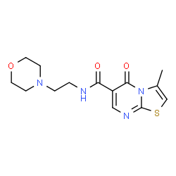 ChemSpider 2D Image | 3-Methyl-N-[2-(4-morpholinyl)ethyl]-5-oxo-5H-[1,3]thiazolo[3,2-a]pyrimidine-6-carboxamide | C14H18N4O3S