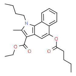 ChemSpider 2D Image | Ethyl 1-butyl-2-methyl-5-(pentanoyloxy)-1H-benzo[g]indole-3-carboxylate | C25H31NO4