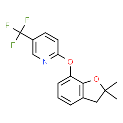 ChemSpider 2D Image | 2-[(2,2-Dimethyl-2,3-dihydro-1-benzofuran-7-yl)oxy]-5-(trifluoromethyl)pyridine | C16H14F3NO2