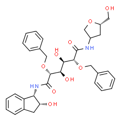 ChemSpider 2D Image | (2R,3R,4R,5R)-2,5-Bis(benzyloxy)-3,4-dihydroxy-N-[(1S,2R)-2-hydroxy-2,3-dihydro-1H-inden-1-yl]-N'-[(5S)-5-(hydroxymethyl)tetrahydro-3-furanyl]hexanediamide | C34H40N2O9