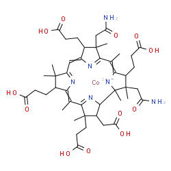 ChemSpider 2D Image | cobaltous;3-[2,7-bis(2-amino-2-oxo-ethyl)-3,13,17-tris(2-carboxyethyl)-18-(carboxymethyl)-1,2,5,7,12,12,15,17-octamethyl-8,13,18,19-tetrahydro-3H-corrin-21-id-8-yl]propanoic acid | C45H61CoN6O12