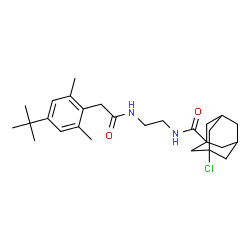 ChemSpider 2D Image | 3-Chloro-N-[2-({[2,6-dimethyl-4-(2-methyl-2-propanyl)phenyl]acetyl}amino)ethyl]-1-adamantanecarboxamide | C27H39ClN2O2