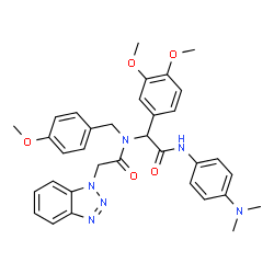 ChemSpider 2D Image | 2-(1H-Benzotriazol-1-yl)-N-[1-(3,4-dimethoxyphenyl)-2-{[4-(dimethylamino)phenyl]amino}-2-oxoethyl]-N-(4-methoxybenzyl)acetamide | C34H36N6O5