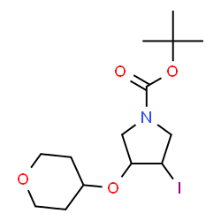 ChemSpider 2D Image | 2-Methyl-2-propanyl 3-iodo-4-(tetrahydro-2H-pyran-4-yloxy)-1-pyrrolidinecarboxylate | C14H24INO4