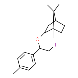 ChemSpider 2D Image | 2-[2-Iodo-1-(4-methylphenyl)ethoxy]-1,7,7-trimethylbicyclo[2.2.1]heptane | C19H27IO