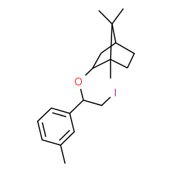 ChemSpider 2D Image | 2-[2-Iodo-1-(3-methylphenyl)ethoxy]-1,7,7-trimethylbicyclo[2.2.1]heptane | C19H27IO