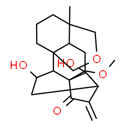 ChemSpider 2D Image | 11,14-Dihydroxy-7-methoxy-18,20-epoxykaur-16-en-15-one | C21H30O5