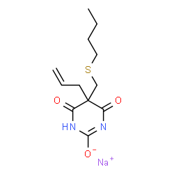 ChemSpider 2D Image | Sodium 5-allyl-5-[(butylsulfanyl)methyl]-4,6-dioxo-1,4,5,6-tetrahydro-2-pyrimidinolate | C12H17N2NaO3S
