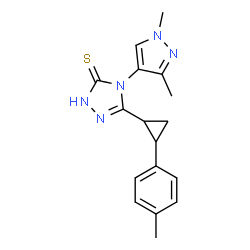 ChemSpider 2D Image | 4H-1,2,4-triazole-3-thiol, 4-(1,3-dimethyl-1H-pyrazol-4-yl)-5-[2-(4-methylphenyl)cyclopropyl]- | C17H19N5S