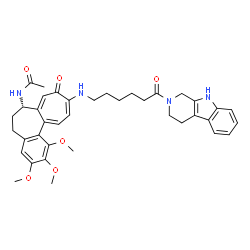 ChemSpider 2D Image | N-[(7S)-1,2,3-Trimethoxy-9-oxo-10-{[6-oxo-6-(1,3,4,9-tetrahydro-2H-beta-carbolin-2-yl)hexyl]amino}-5,6,7,9-tetrahydrobenzo[a]heptalen-7-yl]acetamide | C38H44N4O6