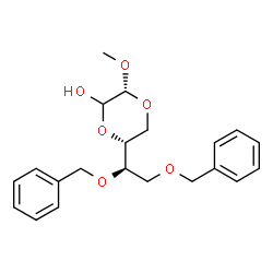 ChemSpider 2D Image | (3R,6R)-6-[(1R)-1,2-Bis(benzyloxy)ethyl]-3-methoxy-1,4-dioxan-2-ol | C21H26O6