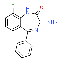 ChemSpider 2D Image | 3-Amino-9-fluoro-5-phenyl-1,3-dihydro-2H-1,4-benzodiazepin-2-one | C15H12FN3O