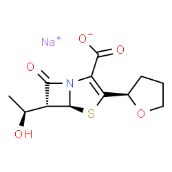 ChemSpider 2D Image | Sodium (5S,6R)-6-[(1S)-1-hydroxyethyl]-7-oxo-3-[(2R)-tetrahydro-2-furanyl]-4-thia-1-azabicyclo[3.2.0]hept-2-ene-2-carboxylate | C12H14NNaO5S