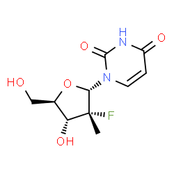 ChemSpider 2D Image | 1-(2-Deoxy-2-fluoro-2-methyl-alpha-D-ribofuranosyl)-2,4(1H,3H)-pyrimidinedione | C10H13FN2O5