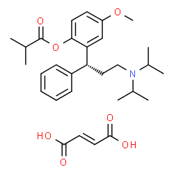 ChemSpider 2D Image | 2-[(1R)-3-(Diisopropylamino)-1-phenylpropyl]-4-methoxyphenyl 2-methylpropanoate (2E)-2-butenedioate (1:1) | C30H41NO7