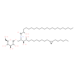 ChemSpider 2D Image | (2S)-N-{(2S,3S,4R)-1-(beta-D-Glucopyranosyloxy)-12-[(1S,2R)-2-hexylcyclopropyl]-3,4-dihydroxy-2-dodecanyl}-2-hydroxydocosanamide | C49H95NO10