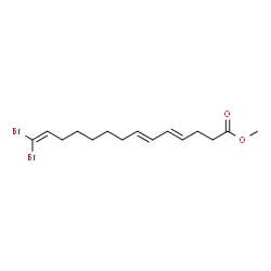 ChemSpider 2D Image | Methyl (4E,6E)-14,14-dibromo-4,6,13-tetradecatrienoate | C15H22Br2O2