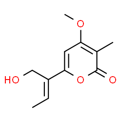 ChemSpider 2D Image | 6-[(2E)-1-Hydroxy-2-buten-2-yl]-4-methoxy-3-methyl-2H-pyran-2-one | C11H14O4