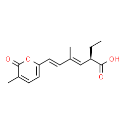 ChemSpider 2D Image | (2R,3E,5E)-2-Ethyl-4-methyl-6-(3-methyl-2-oxo-2H-pyran-6-yl)-3,5-hexadienoic acid | C15H18O4