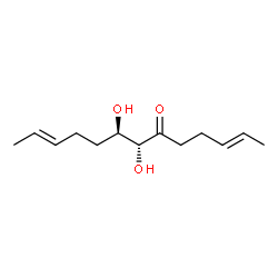 ChemSpider 2D Image | (2E,7R,8R,11E)-7,8-Dihydroxy-2,11-tridecadien-6-one | C13H22O3