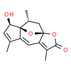 ChemSpider 2D Image | (1S,10R,11S,12R)-10-Hydroxy-4,8,12-trimethyl-2,14-dioxatetracyclo[9.2.1.0~1,5~.0~7,11~]tetradeca-4,6,8-trien-3-one | C15H16O4
