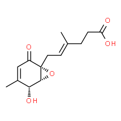 ChemSpider 2D Image | (4E)-6-[(1R,5R,6R)-5-Hydroxy-4-methyl-2-oxo-7-oxabicyclo[4.1.0]hept-3-en-1-yl]-4-methyl-4-hexenoic acid | C14H18O5
