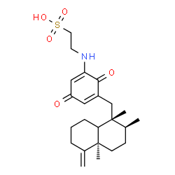 ChemSpider 2D Image | 2-[(3,6-Dioxo-5-{[(1R,2S,4aR)-1,2,4a-trimethyl-5-methylenedecahydro-1-naphthalenyl]methyl}-1,4-cyclohexadien-1-yl)amino]ethanesulfonic acid | C23H33NO5S