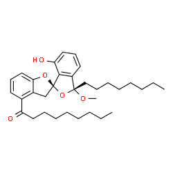 ChemSpider 2D Image | 1-[(2R,3'R)-7'-Hydroxy-3'-methoxy-3'-octyl-3H,3'H-spiro[1-benzofuran-2,1'-[2]benzofuran]-4-yl]-1-nonanone | C33H46O5