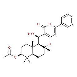 ChemSpider 2D Image | (3S,4aR,6aR,12R,12aS,12bS)-12-Hydroxy-4,4,6a,12b-tetramethyl-11-oxo-9-phenyl-1,3,4,4a,5,6,6a,12,12a,12b-decahydro-2H,11H-benzo[f]pyrano[4,3-b]chromen-3-yl acetate | C28H34O6