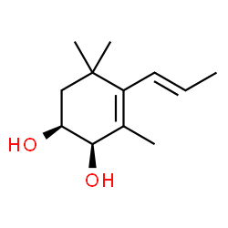 ChemSpider 2D Image | (1S,2R)-3,5,5-Trimethyl-4-[(1E)-1-propen-1-yl]-3-cyclohexene-1,2-diol | C12H20O2