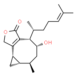 ChemSpider 2D Image | (4S,5R,7R,7aS,8aS)-5-Hydroxy-7-methyl-4-[(2R)-6-methyl-5-hepten-2-yl]-1,4,5,6,7,7a,8,8a-octahydro-3H-cyclopropa[3,4]cycloocta[1,2-c]furan-3-one | C20H30O3