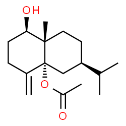 ChemSpider 2D Image | (1R,4aR,6R,8aS)-1-Hydroxy-6-isopropyl-8a-methyl-4-methyleneoctahydro-4a(2H)-naphthalenyl acetate | C17H28O3