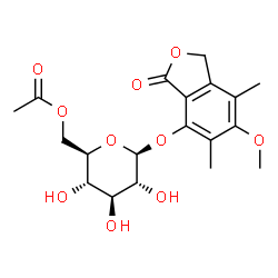 ChemSpider 2D Image | 6-Methoxy-5,7-dimethyl-3-oxo-1,3-dihydro-2-benzofuran-4-yl 6-O-acetyl-beta-D-glucopyranoside | C19H24O10