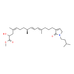 ChemSpider 2D Image | Methyl (4Z,8S,9E,11E)-2-hydroxy-4,8,12-trimethyl-15-[1-(3-methylbutyl)-2-oxo-2,5-dihydro-1H-pyrrol-3-yl]-4,9,11-pentadecatrienoate | C28H45NO4