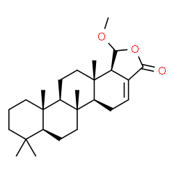 ChemSpider 2D Image | (1R,5aS,5bR,7aS,11aS,11bR,13aS,13bR)-1-Methoxy-5b,8,8,11a,13a-pentamethyl-5,5a,5b,6,7,7a,8,9,10,11,11a,11b,12,13,13a,13b-hexadecahydrochryseno[1,2-c]furan-3(1H)-one | C26H40O3