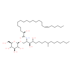 ChemSpider 2D Image | (2R,16Z)-N-[(2S,3S,4R)-1-(beta-D-Glucopyranosyloxy)-3,4-dihydroxy-9-methyl-2-hexadecanyl]-2-hydroxy-16-docosenamide | C45H87NO10