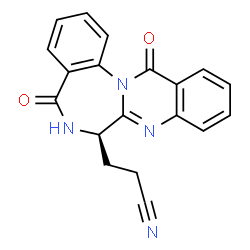 ChemSpider 2D Image | 3-[(7R)-5,13-Dioxo-5,6,7,13-tetrahydroquinazolino[3,2-a][1,4]benzodiazepin-7-yl]propanenitrile | C19H14N4O2