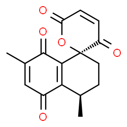 ChemSpider 2D Image | (1S,4R)-4,7-Dimethyl-3,4-dihydro-2H-spiro[naphthalene-1,2'-pyran]-3',5,6',8-tetrone | C16H14O5