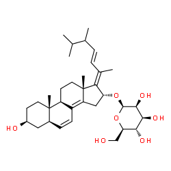 ChemSpider 2D Image | (3beta,5alpha,16alpha,17E,22E,24xi)-3-Hydroxyergosta-6,8(14),17,22-tetraen-16-yl beta-D-mannopyranoside | C34H52O7