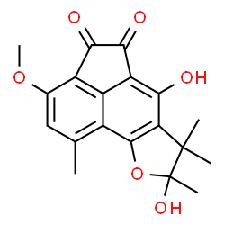 ChemSpider 2D Image | 6,8-Dihydroxy-3-methoxy-1,7,7,8-tetramethyl-7,8-dihydroacenaphtho[5,4-b]furan-4,5-dione | C19H18O6
