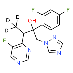 ChemSpider 2D Image | 2-(2,4-Difluorophenyl)-3-(5-fluoro-4-pyrimidinyl)-1-(1H-1,2,4-triazol-1-yl)-2-(4,4,4-~2~H_3_)butanol | C16H11D3F3N5O